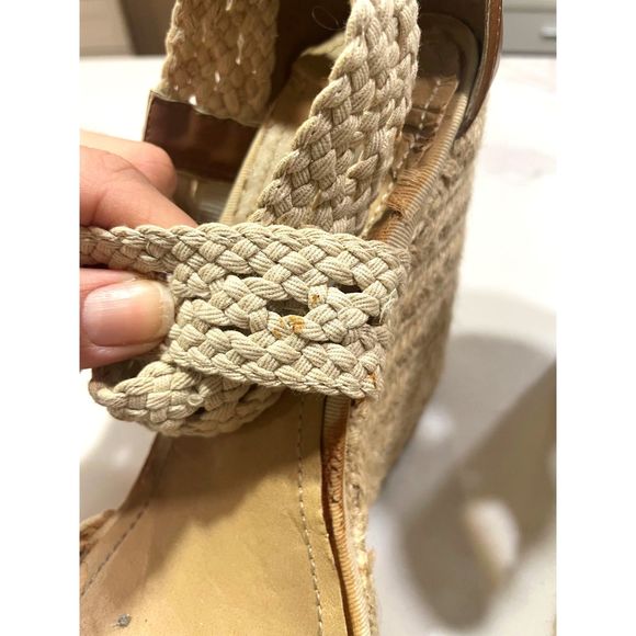 Steve Madden Magestee Wedges Womens 7 Woven Espadrilles Sandals Cream - Picture 4 of 5